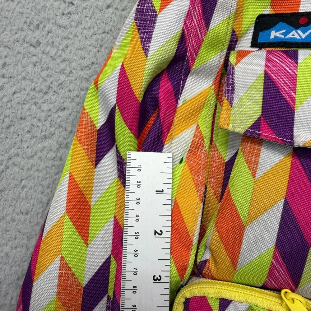 KAVU Sling Bag Funky Geometric Pattern Purple Orange Yellow White Crossbody Bag